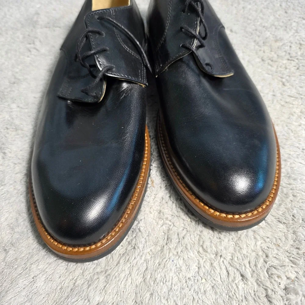 Italia Difference Mens Black Leather Oxford‎ Dress Shoes Made in Italy EU 42 NEW